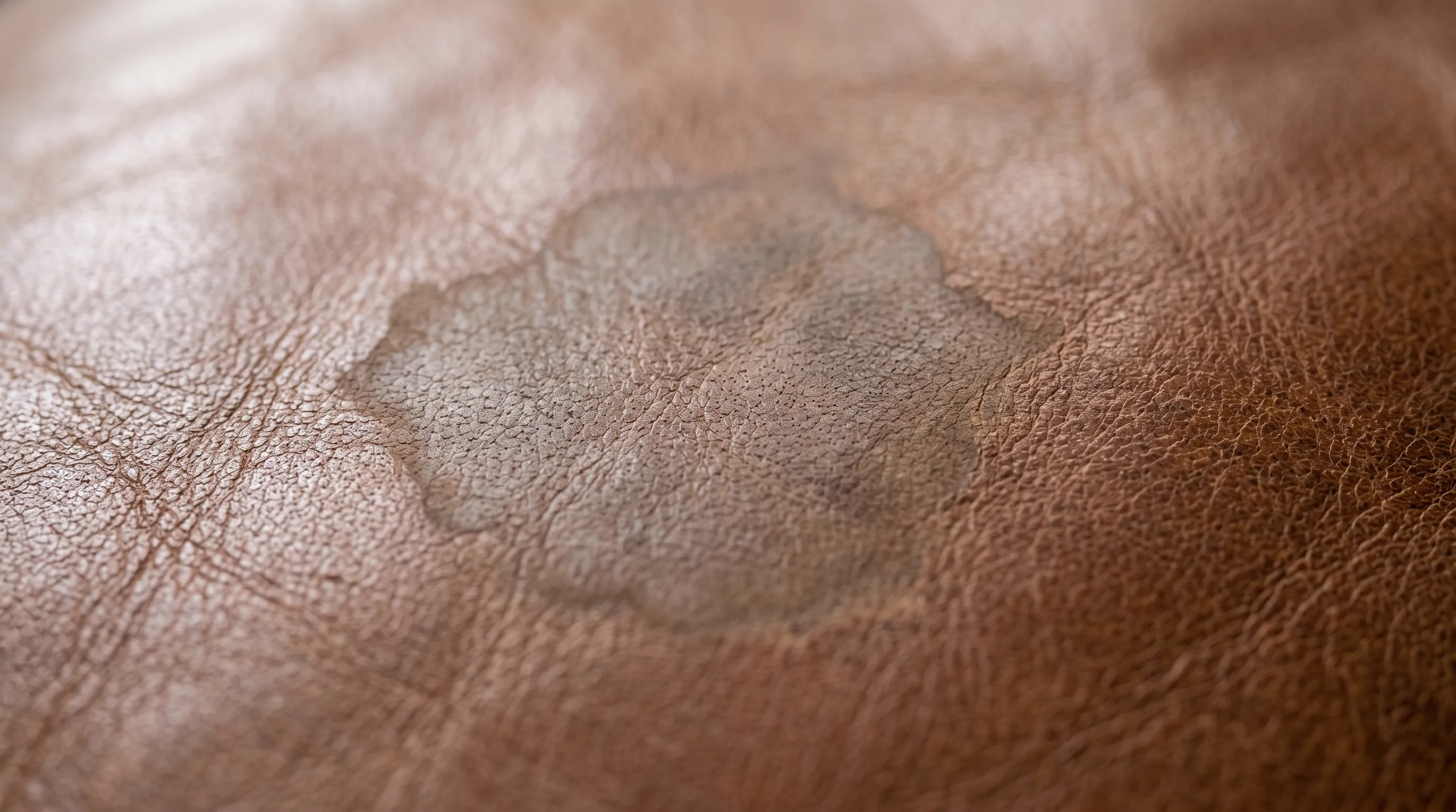 Vinegar acid damage on leather sofa - dye stripping and topcoat erosion