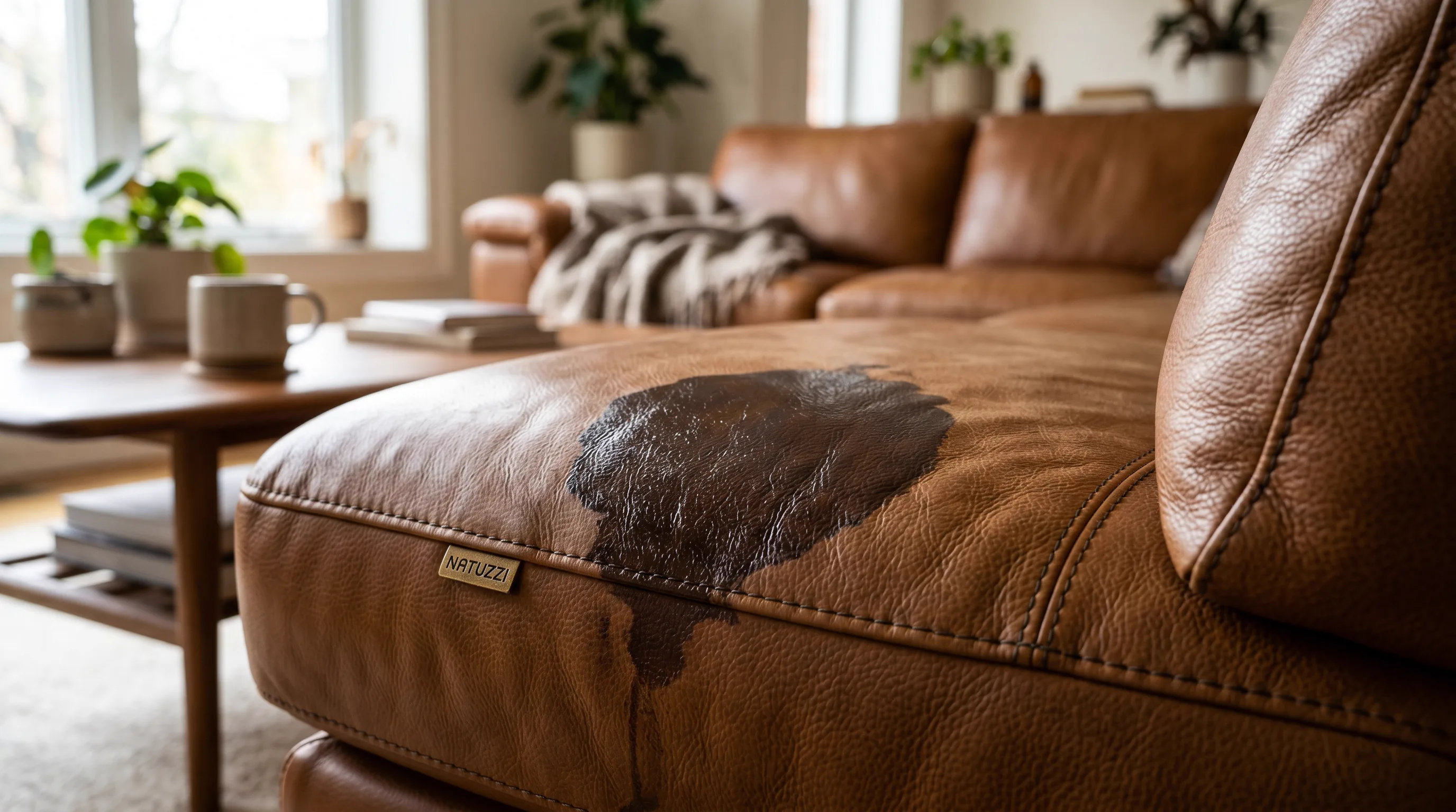 Oil stain on Natuzzi