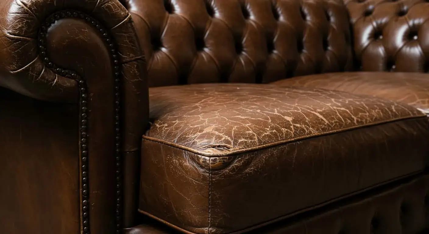 Cracked Leather Sofa Repair in Delhi - Before Repair