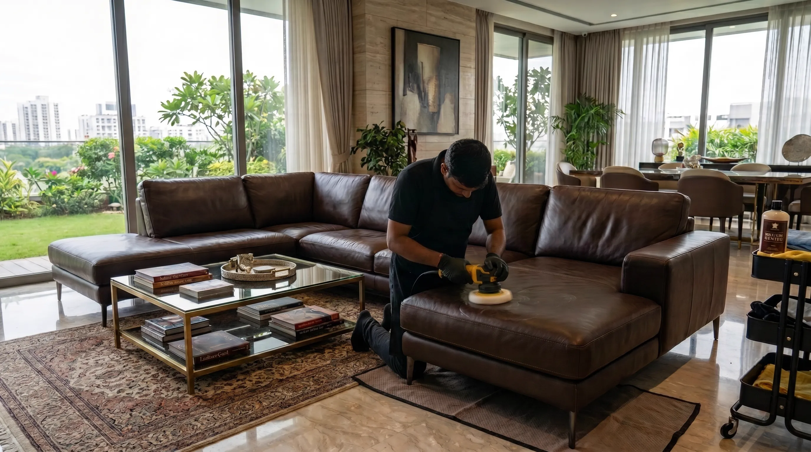 Leather sofa polishing in Delhi
