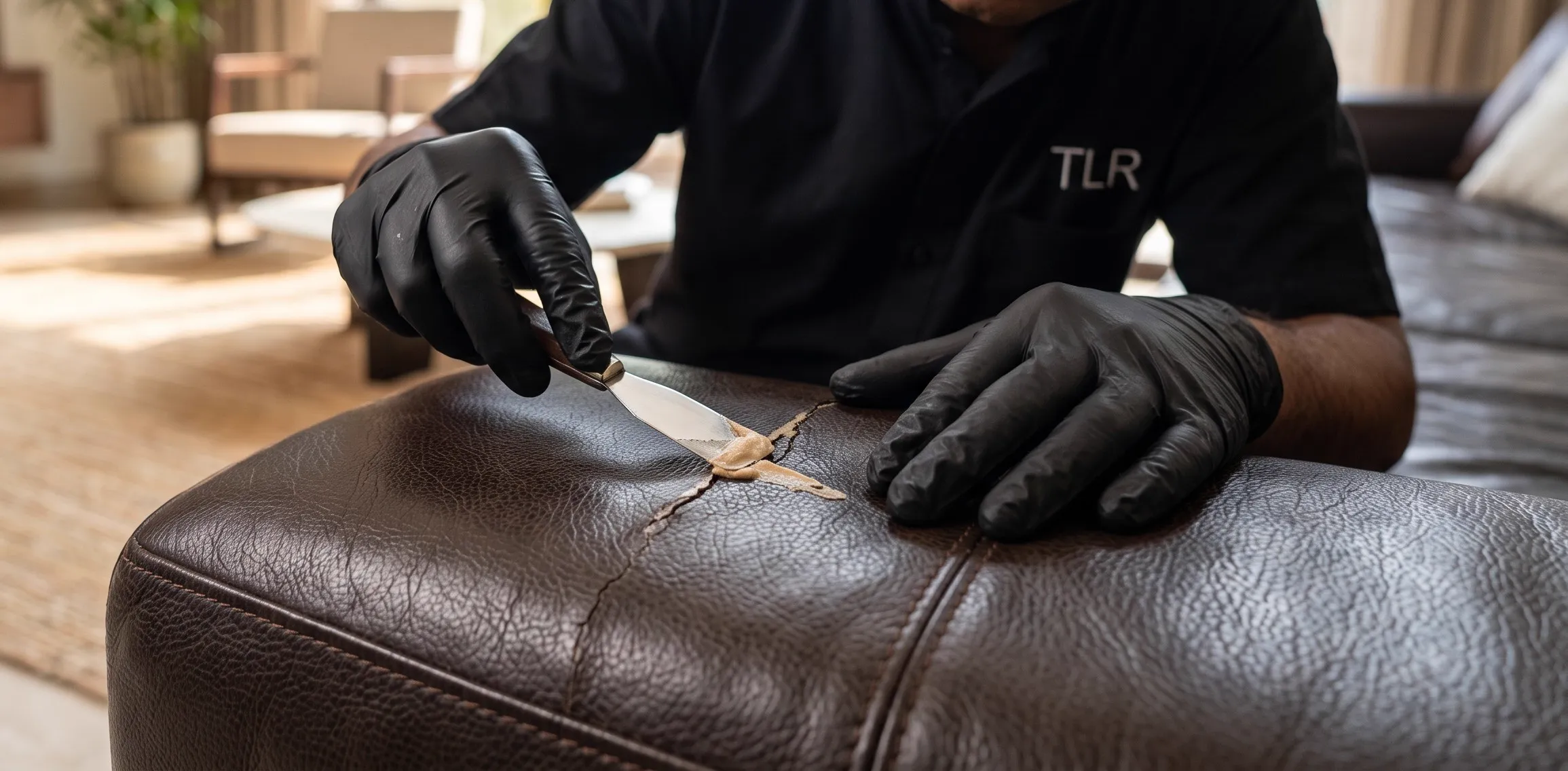 Pre-clean lifting humidity-held grime off a leather sofa in Kolkata
