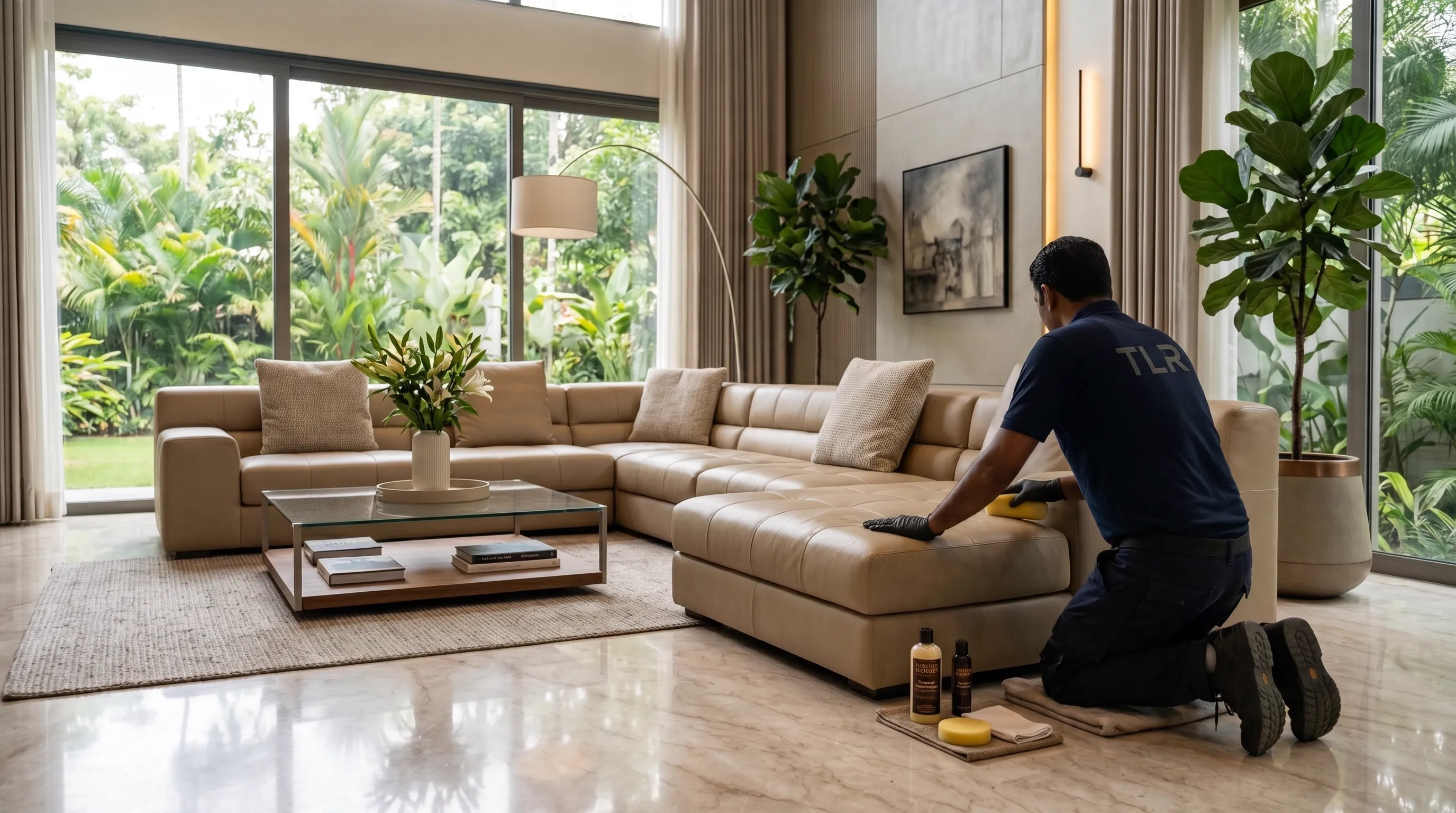 Leather sofa polishing doorstep service Gurugram