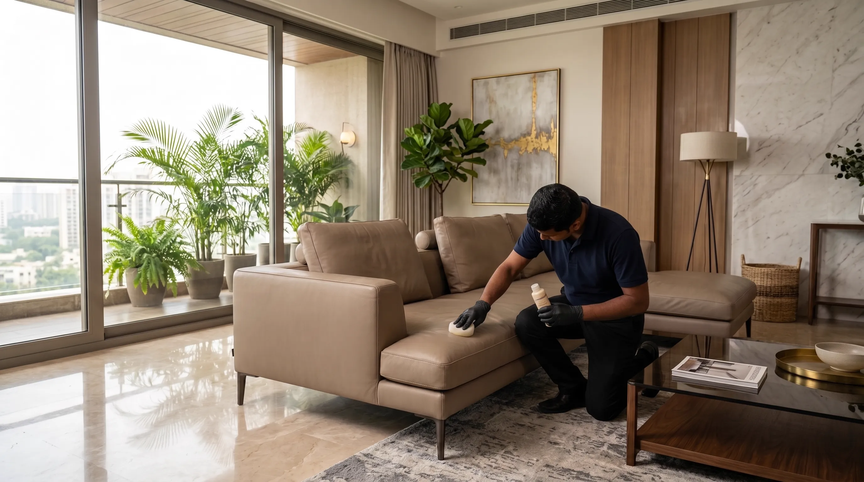 Leather sofa polishing in Kolkata